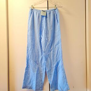 Shade & Shore Womens Light Blue Cotton Gauze Drawstring Pants Swim Cover XS NWT